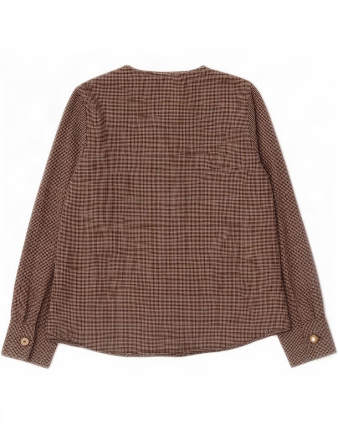 Женская блузка с длинным рукавом Zara Top UK 10, маленький коричневый полиэстер с узором «в елочку»