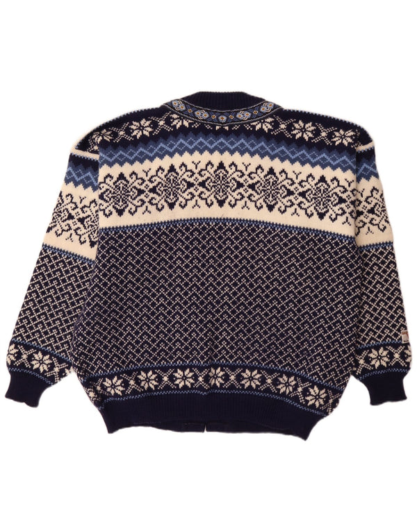 Nordstrikk Мужской свитер-кардиган стандартного кроя XL Темно-синий Fair Isle