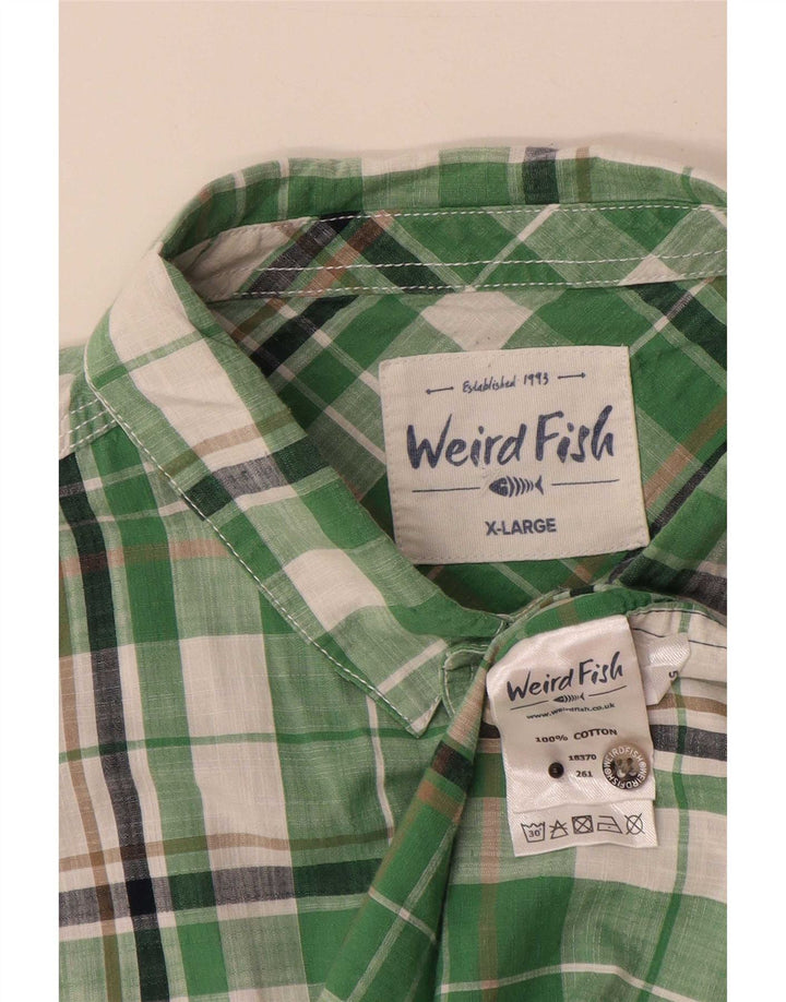 Мужская рубашка с коротким рукавом Weird Fish, XL, зеленая клетка, хлопок