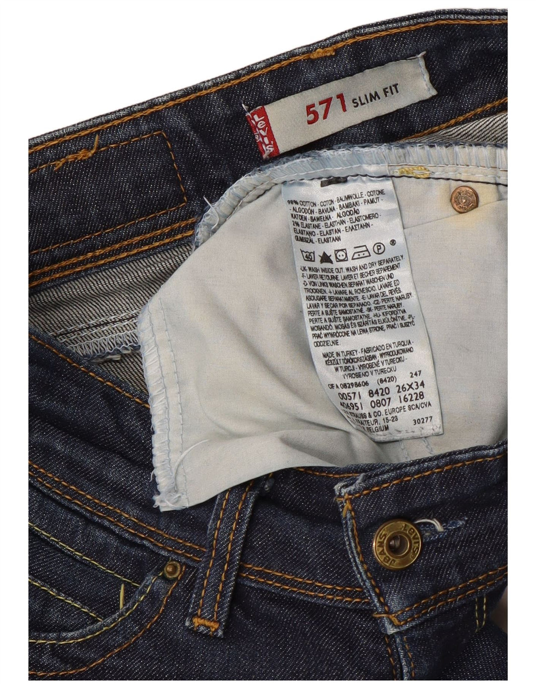 Женские джинсы LEVI'S 571 Slim W26 L34 Темно-синие