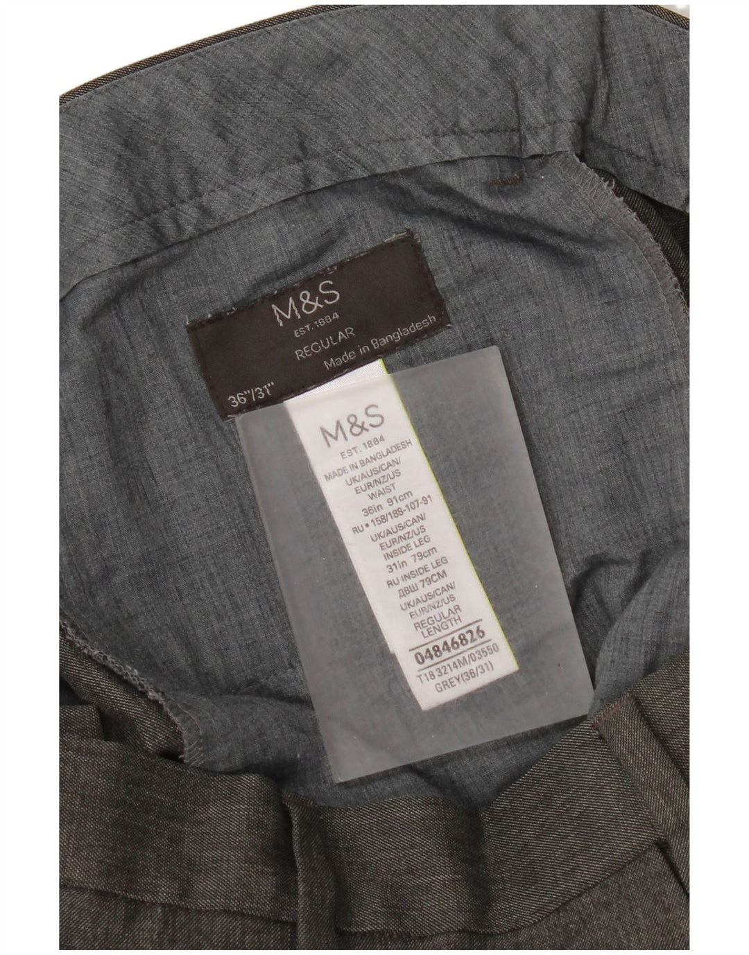 Мужские прямые костюмные брюки Marks & Spencer W36 L31 серые из полиэстера