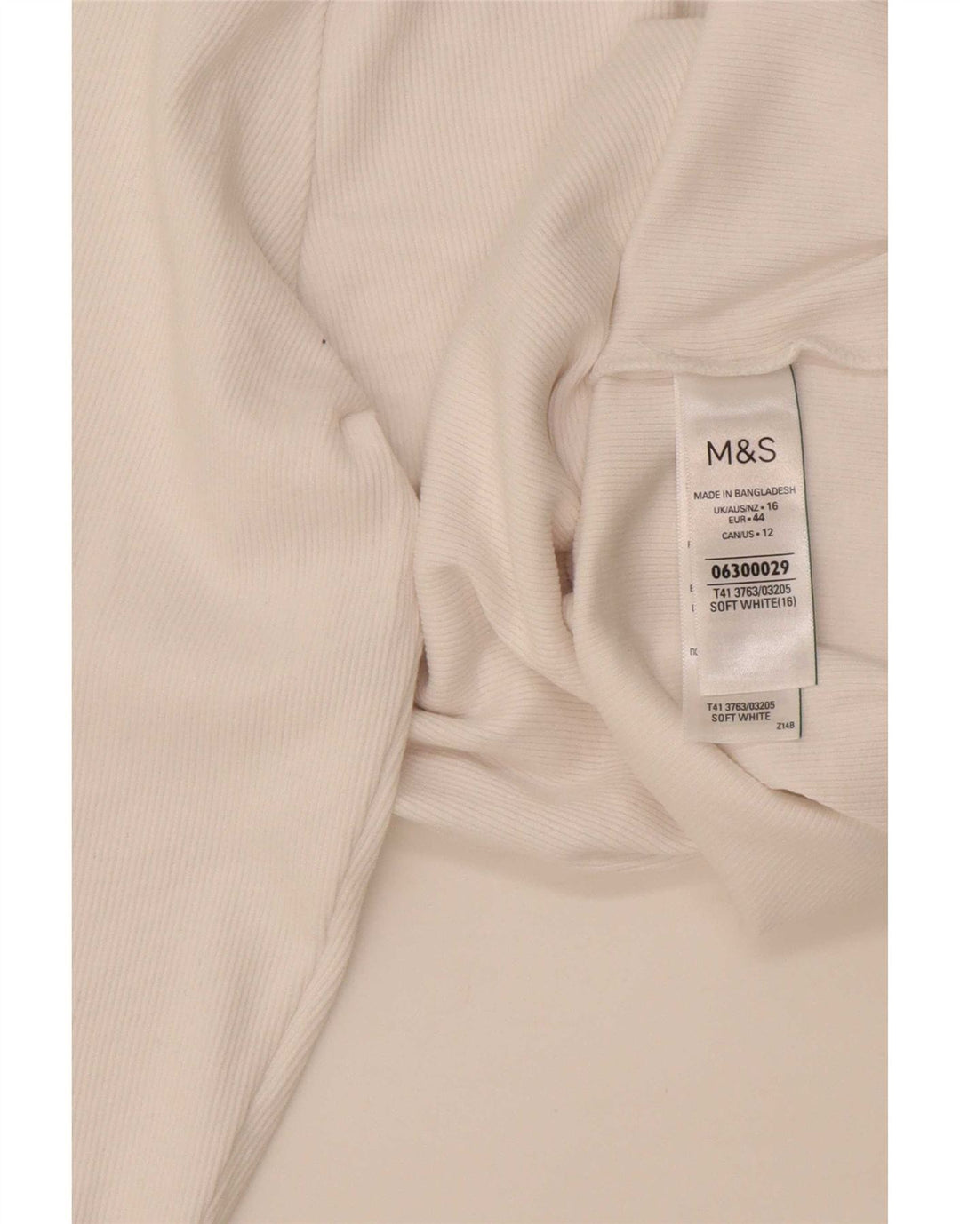 Женский топ с длинным рукавом Marks & Spencer, Великобритания, 16, большой белый хлопок