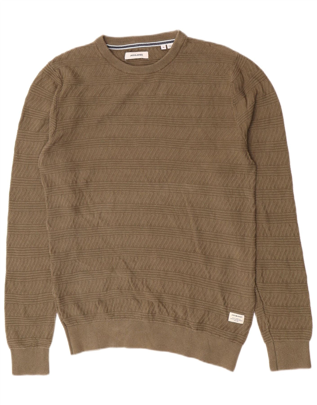 Мужской джемпер с круглым вырезом Jack & Jones, хлопковый свитер среднего зеленого цвета с геометрическим рисунком