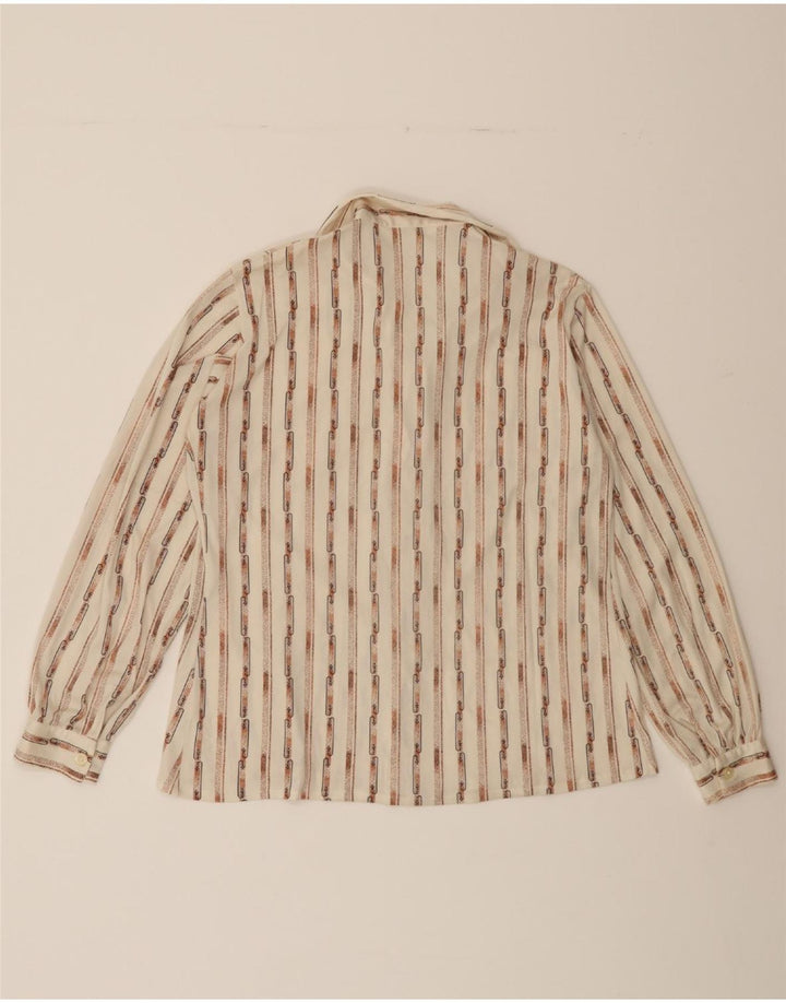 VINTAGE Womens Shirt UK 14 Large White Striped Vintage Vintage and Second-Hand Vintage from Messina Hembry 