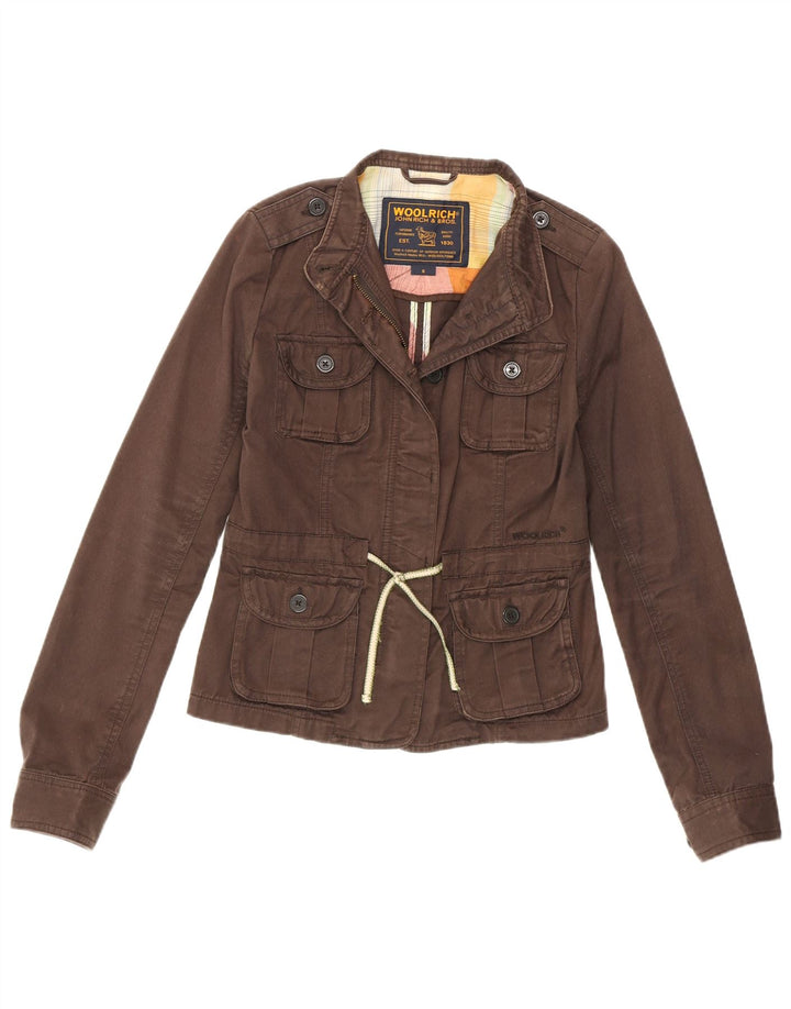 Женская куртка в стиле милитари Woolrich UK 8, маленькая, коричневый, хлопок