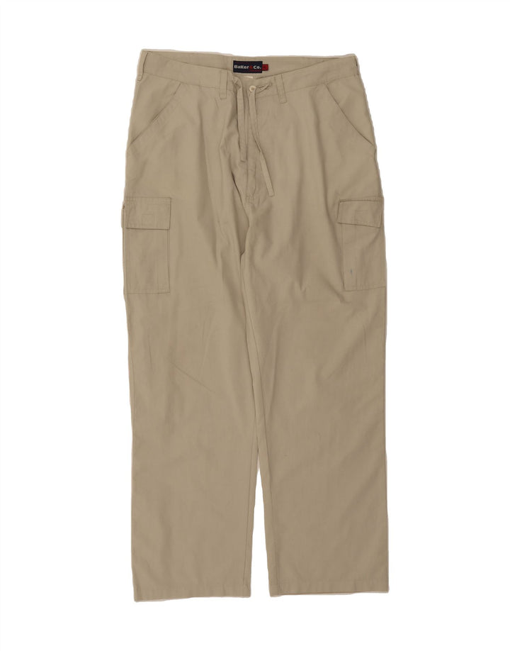 VINTAGE Mens Straight Cargo Trousers XL W34 L29 Beige Polyester Vintage Vintage and Second-Hand Vintage from Messina Hembry 