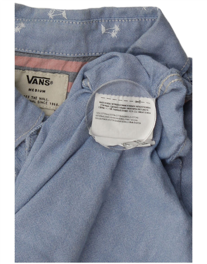 Мужская рубашка с коротким рукавом Vans, хлопок среднего синего цвета с цветочным принтом