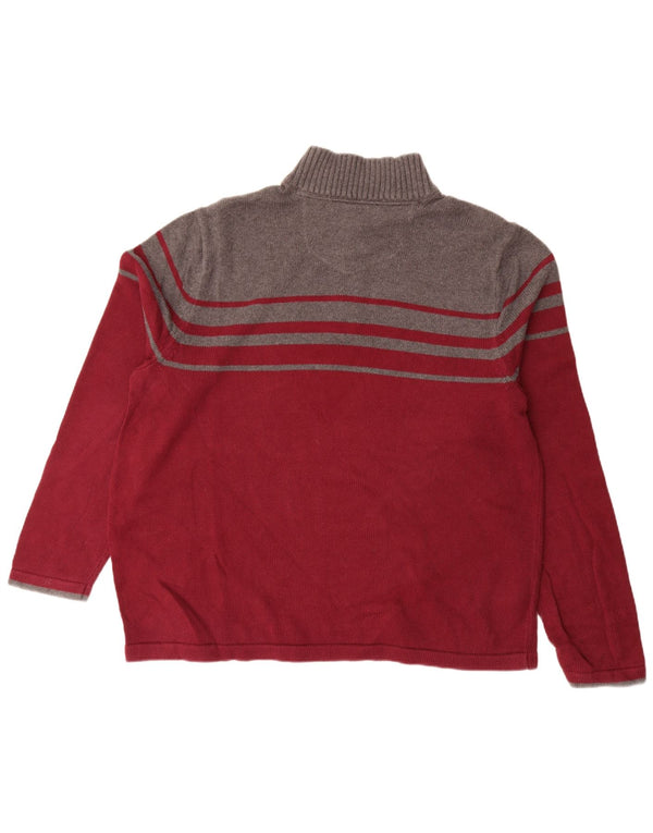 Мужской джемпер с воротником на молнии Eddie Bauer, XL, темно-бордовый, хлопковый с цветными блоками