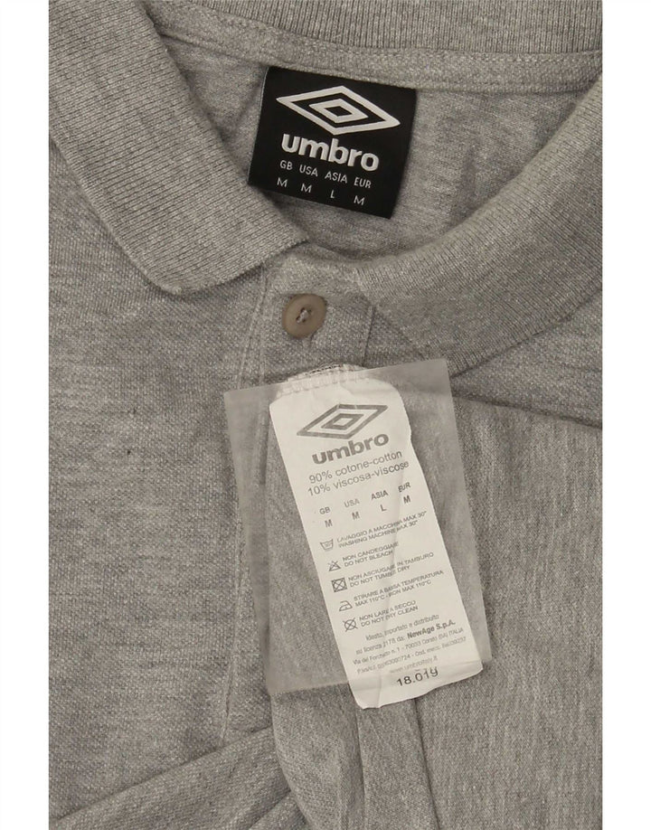 Мужская рубашка поло UMBRO с длинным рукавом, хлопковая, серого цвета