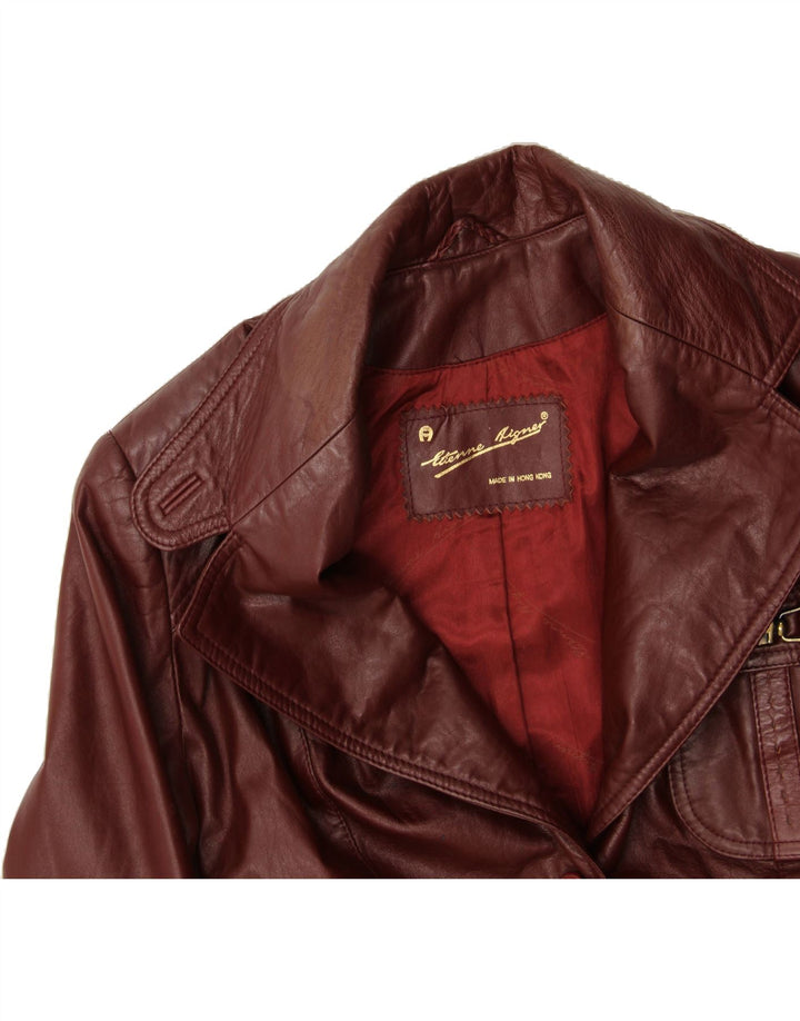 ETIENNE AIGNER Womens Leather Jacket UK 10 Small Burgundy Leather Vintage Etienne Aigner and Second-Hand Etienne Aigner from Messina Hembry 