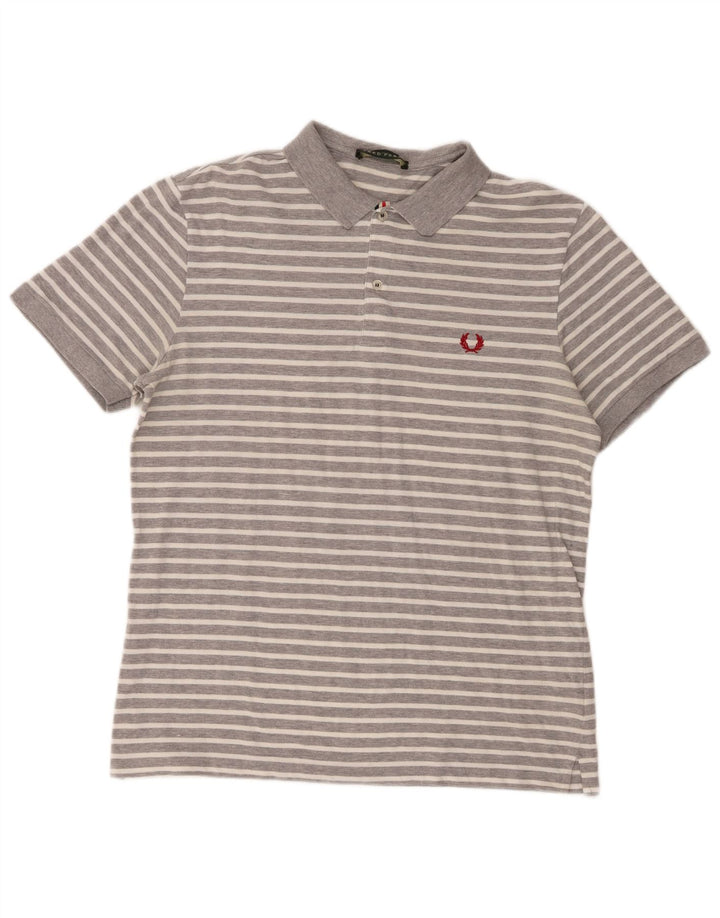 Мужская рубашка-поло Fred Perry 2XL, хлопковая серая полоска