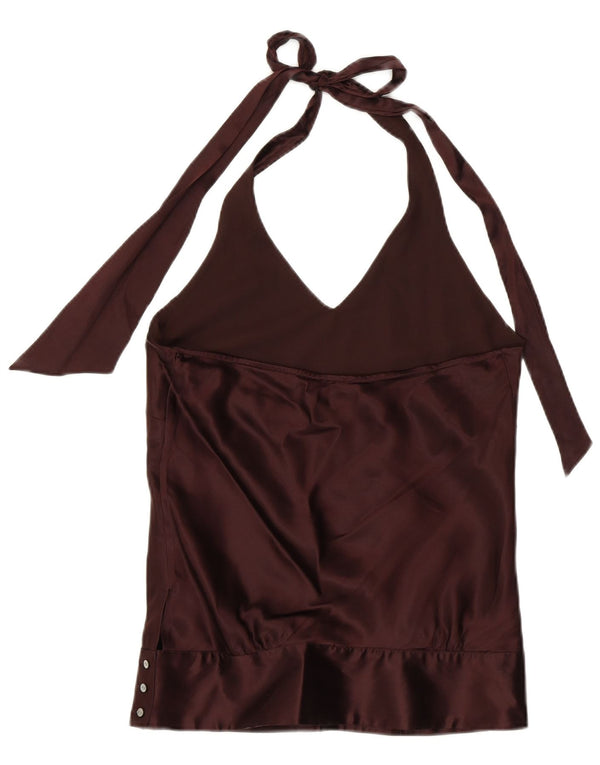 COAST Womens Halter Top UK 10 Small Brown Silk