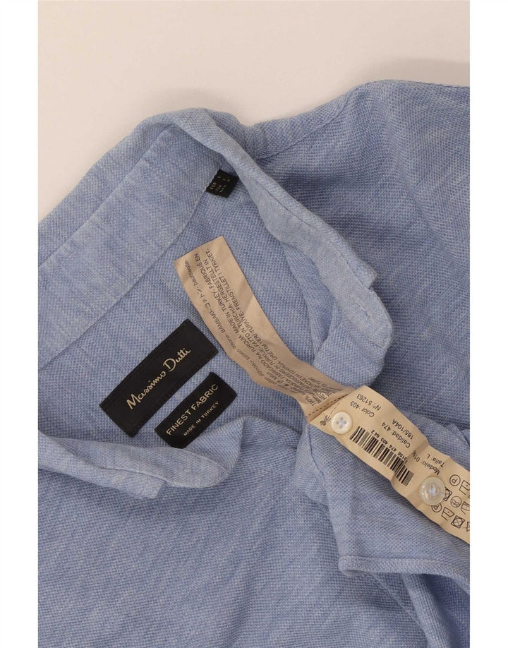 Мужская рубашка Massimo Dutti, большой синий хлопок