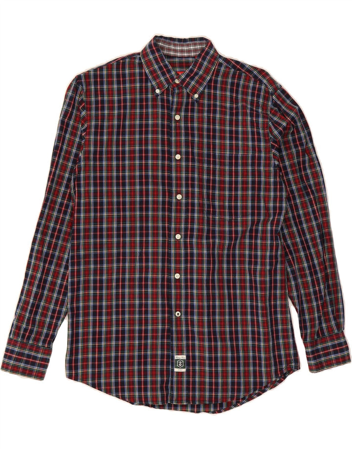 IZOD Mens Shirt Small Navy Blue Check Cotton Vintage Izod and Second-Hand Izod from Messina Hembry 