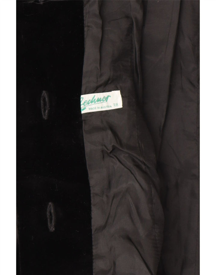 ВИНТАЖНЫЙ женский бархатный пиджак EU 38, средний черный в полоску