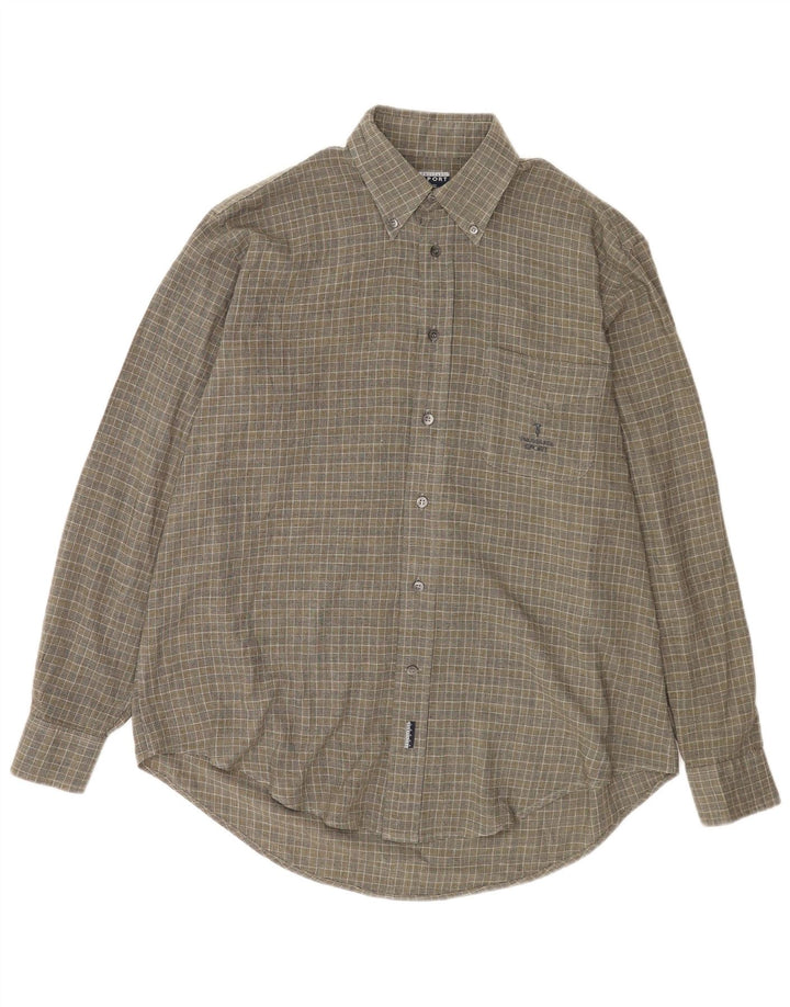 Мужская рубашка Trussardi, большая зеленая, с узором «гусиные лапки», акрил
