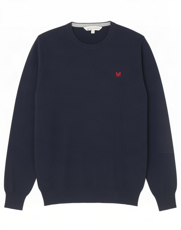 Crew Clothing Mens Crew Neck Jumper Sweater Small Navy Blue Cotton