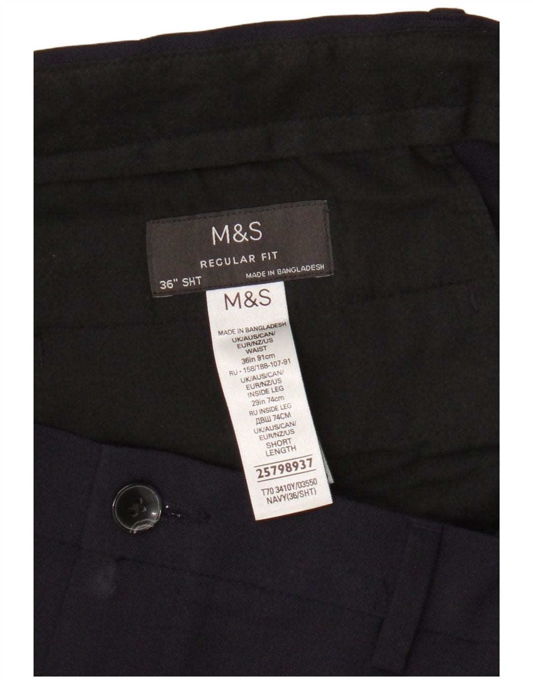 Мужские брюки чиносы Marks & Spencer W36 L29 темно-синие, полиэстер стандартного кроя