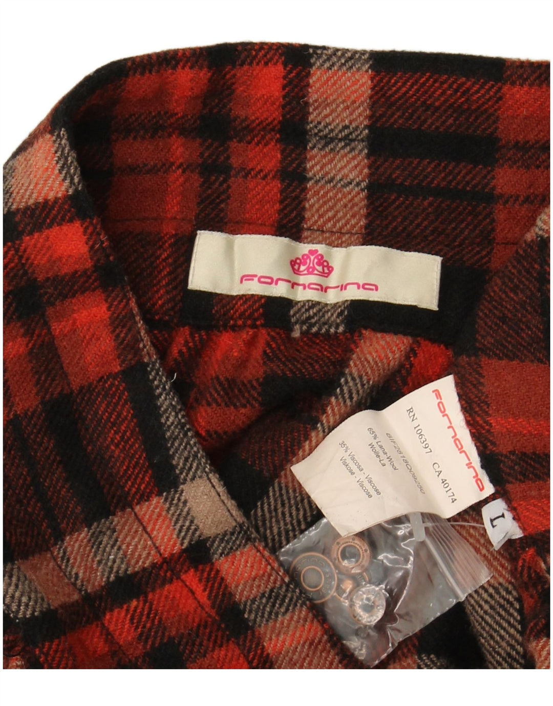 FORNARINA Женская юбка-пузырь, большая W34, шерсть в разноцветную клетку