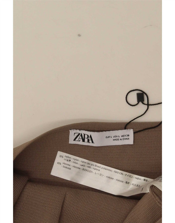 Женский укороченный топ без бретелек Zara UK 14, большой коричневый нейлон
