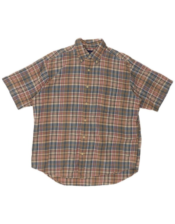 Мужская рубашка с коротким рукавом J. CREW, средний размер, разноцветная клетка, хлопок