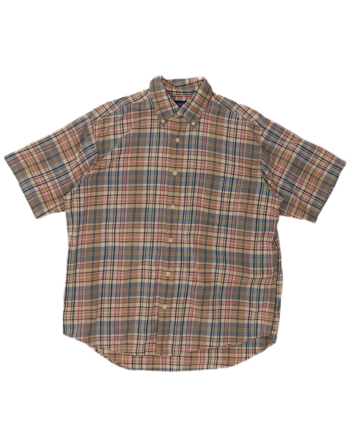 Мужская рубашка с коротким рукавом J. CREW, средний размер, разноцветная клетка, хлопок