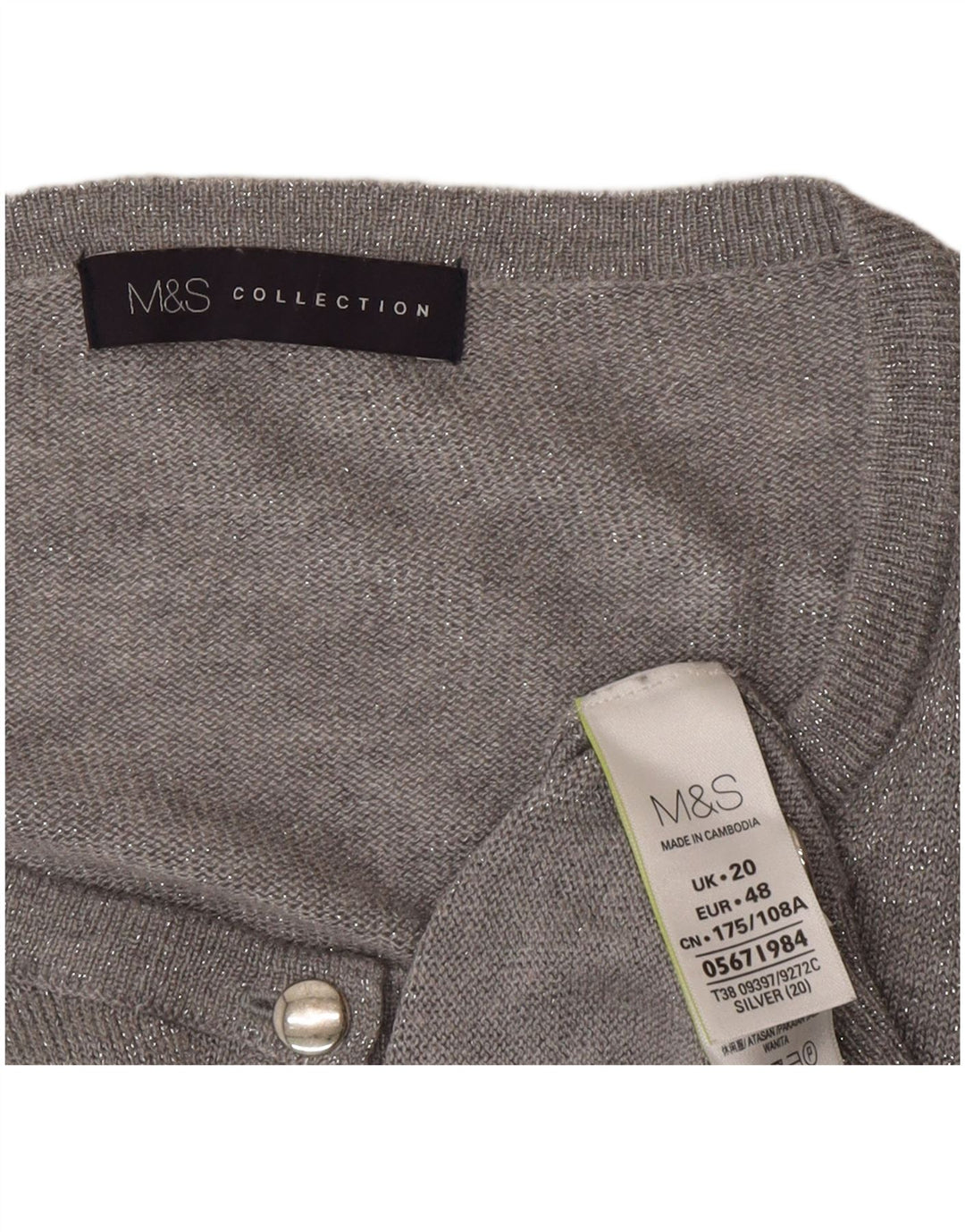 Женский кардиган Marks & Spencer UK 20 2XL Серый полиамид