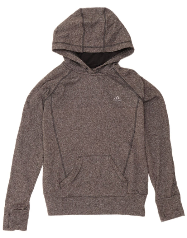 Adidas Womens Hoodie Jumper UK 10 Small Grey Flecked Polyester