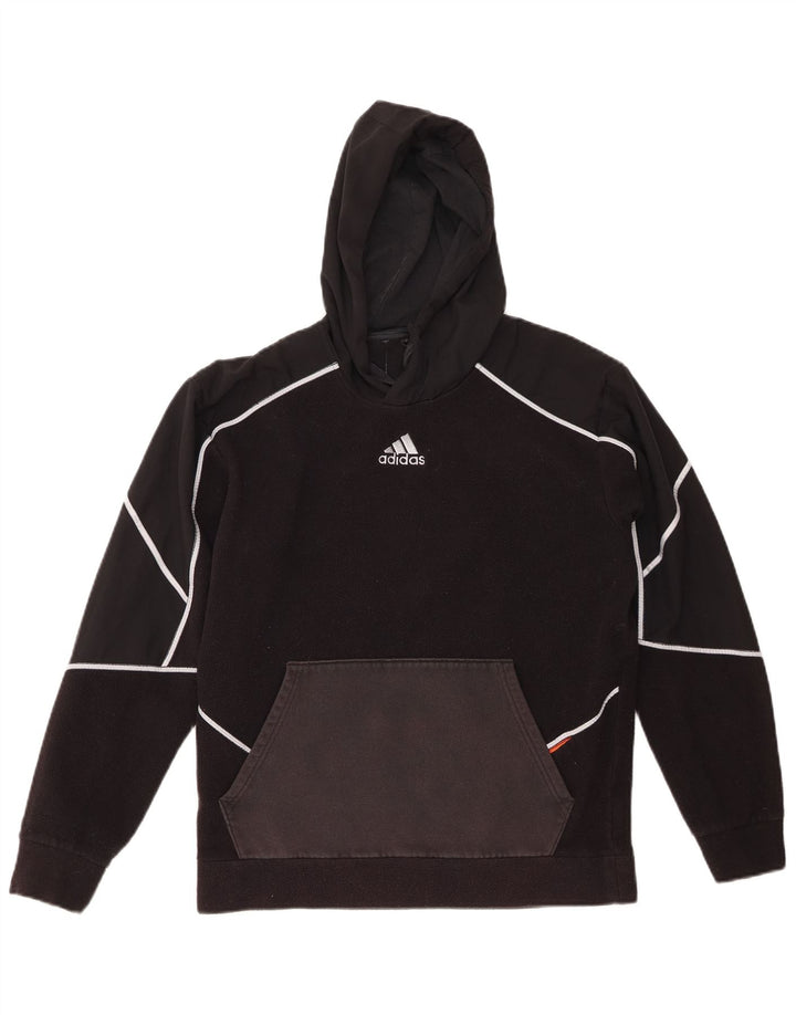 Мужской флисовый джемпер ADIDAS с капюшоном, маленький, черный, полиэстер