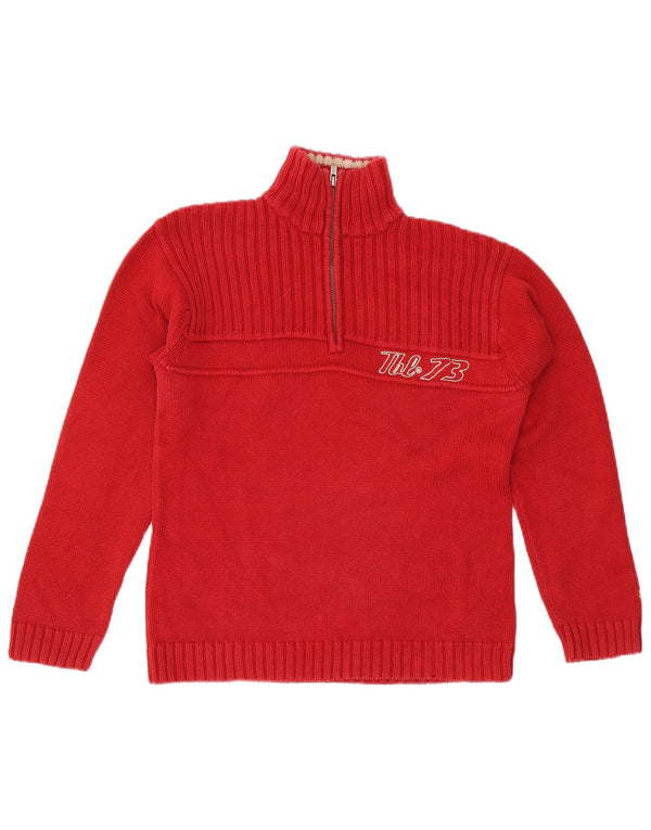 Timberland Girls Graphic Graphic Zip Neck Jumper Sweater 11-12 Years Red