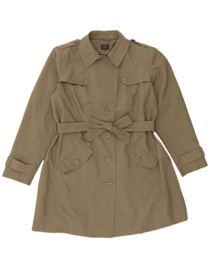 Женский тренч Marks & Spencer UK 20 2XL хаки, полиэстер