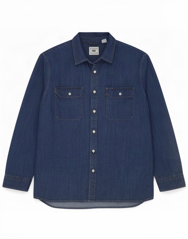 Мужская джинсовая рубашка свободного кроя Levi's XL, темно-синяя, хлопок