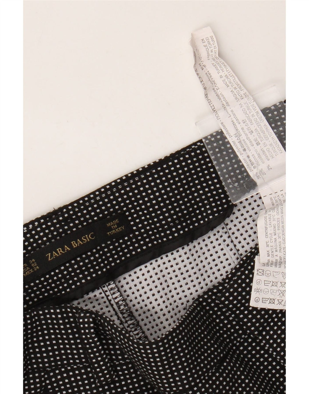 Женские базовые зауженные брюки-чиносы Zara EU 34 2XS W24 L27, черные в клетку