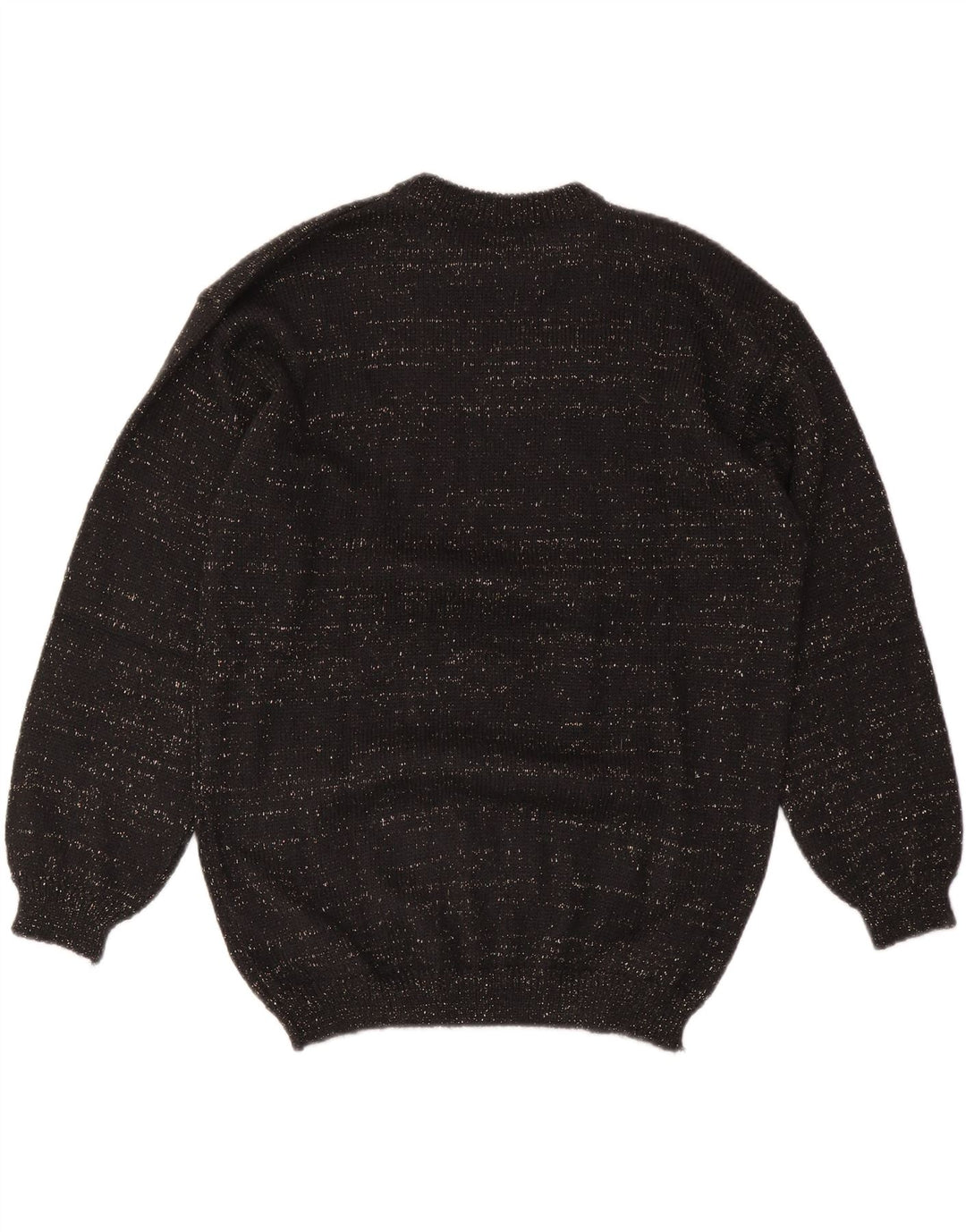 ВИНТАЖНЫЙ женский джемпер с круглым вырезом, Великобритания 14, средний черный с узором аргайл/ромб