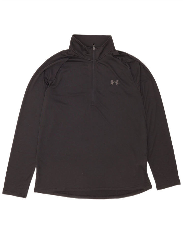 Мужской топ Under Armour с воротником на молнии и длинными рукавами, большой черный полиэстер