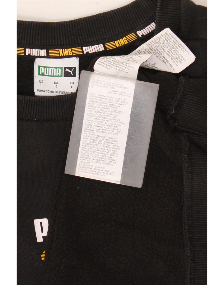 Мужской свитшот с рисунком Puma, большой черный хлопковый джемпер