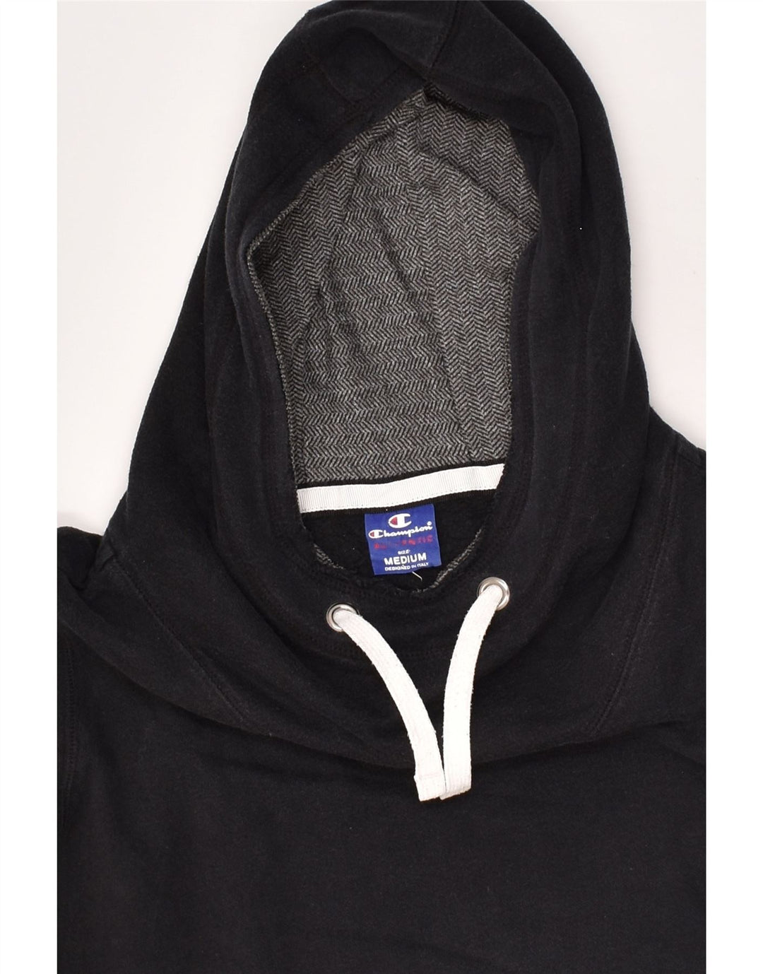 CHAMPION Womens Hoodie Jumper UK 14 Medium Black Cotton | Vintage Champion | Thrift | Second-Hand Champion | Used Clothing | Messina Hembry 