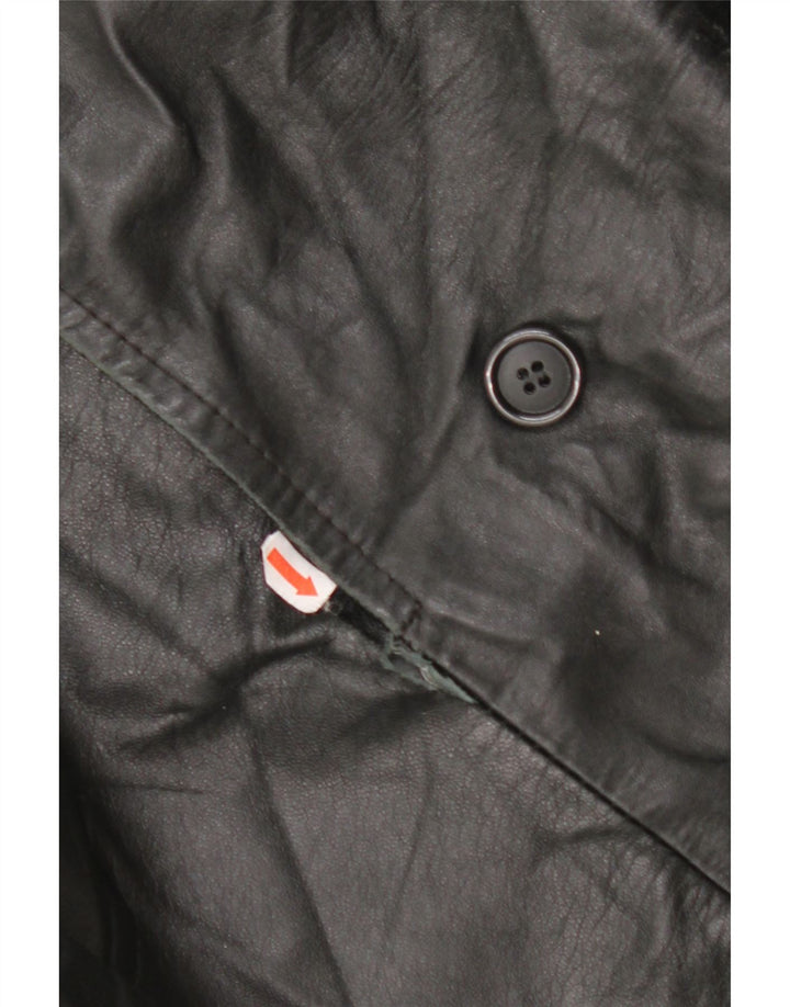 ВИНТАЖНОЕ Женское кожаное пальто IT 48 XL Черное