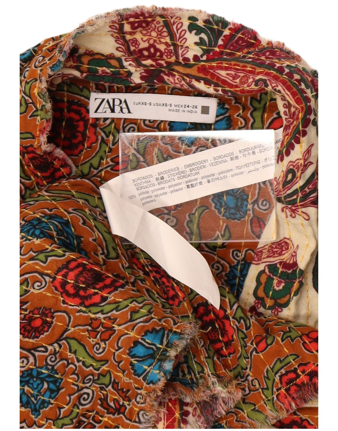 Женский бомбер оверсайз Zara UK 6 XS Off White из полиэстера с узором пейсли