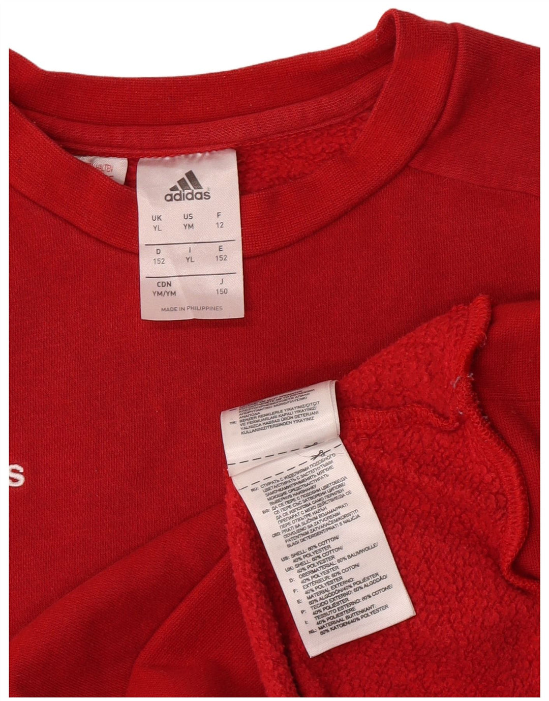 Джемпер Adidas для мальчиков 11-12 лет, большой красный, хлопок