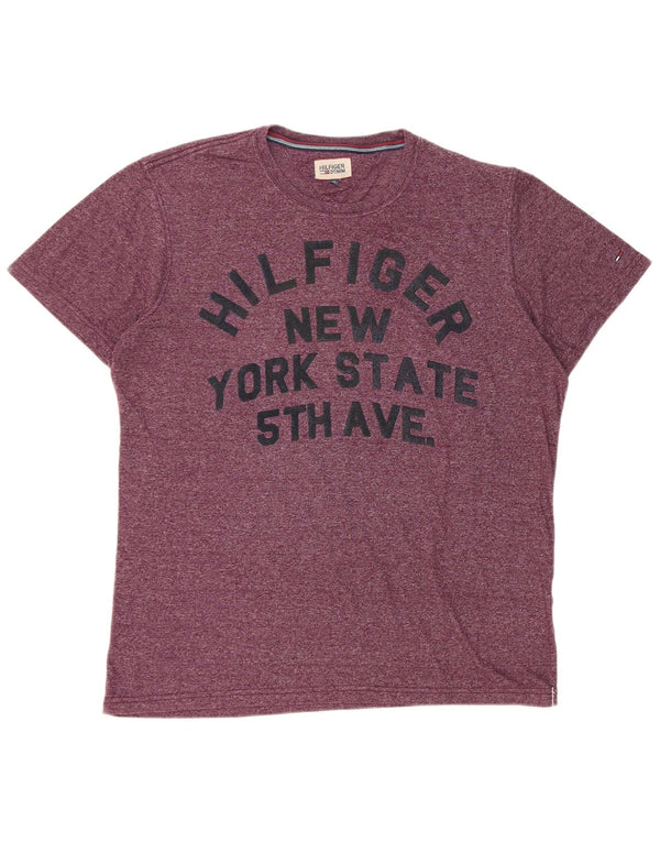 Tommy Hilfiger Мужская футболка с рисунком Top 2XL Бордовый в крапинку