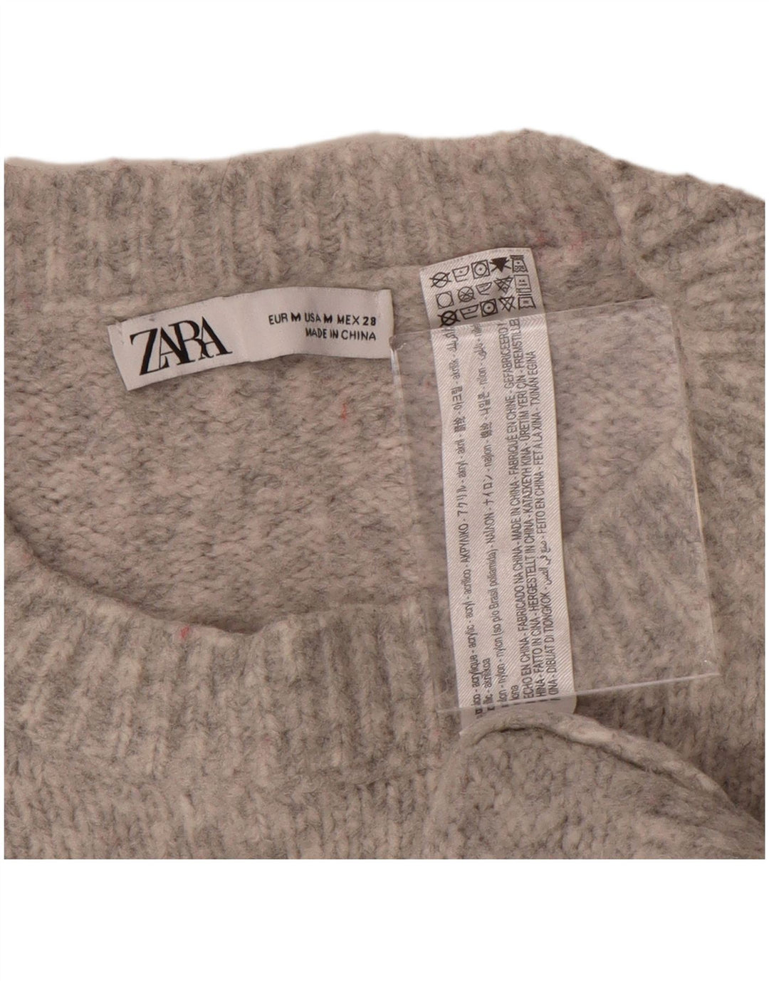 Женский свободный джемпер с круглым вырезом Zara UK 14, средний серый в крапинку