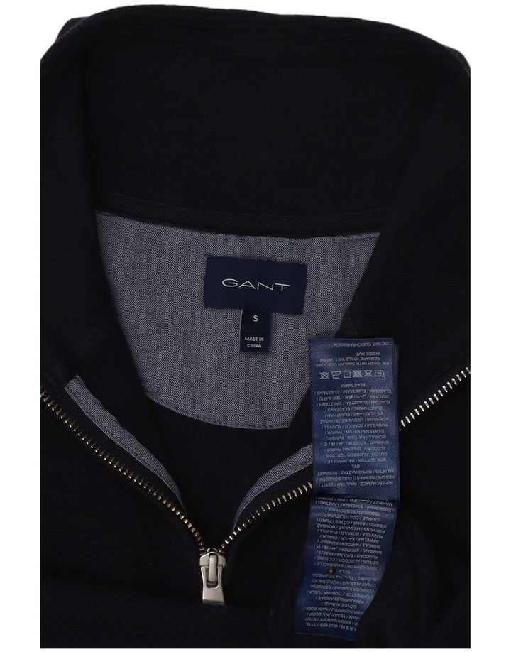 Gant Мужской свитшот с воротником на молнии, маленький темно-синий хлопковый джемпер