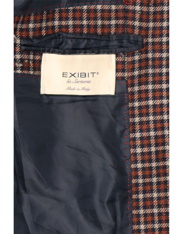 Мужской пиджак Exibit с 2 пуговицами UK 40, большая коричневая клетка