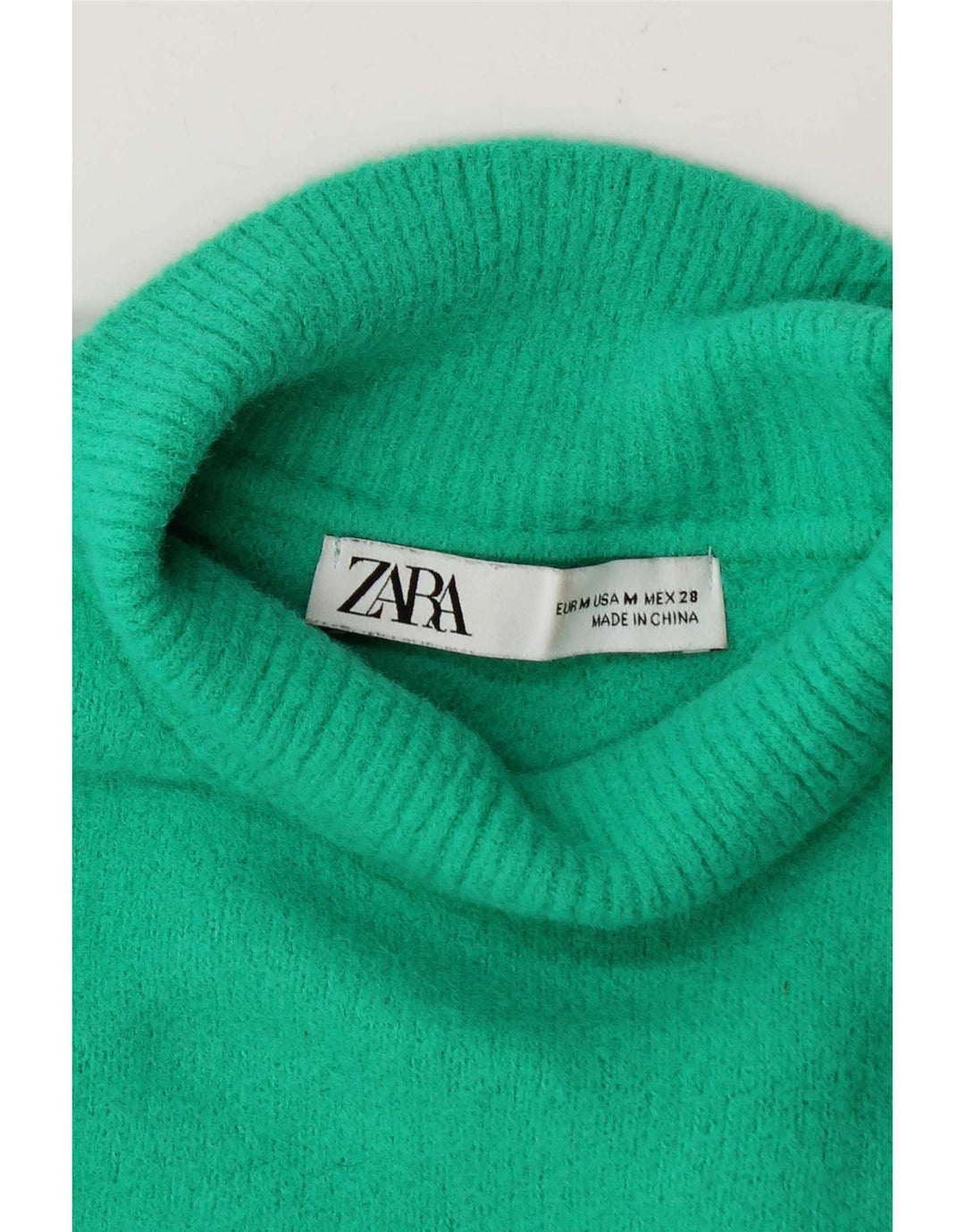 Женский укороченный джемпер с высоким воротником Zara UK 14, средний зеленый цвет