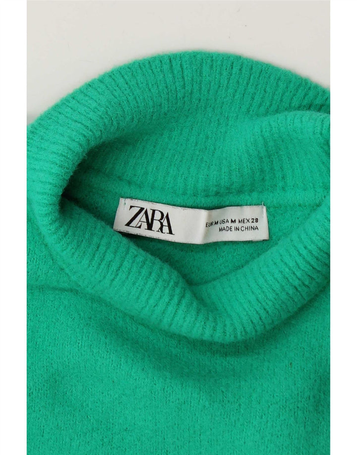 Женский укороченный джемпер с высоким воротником Zara UK 14, средний зеленый цвет
