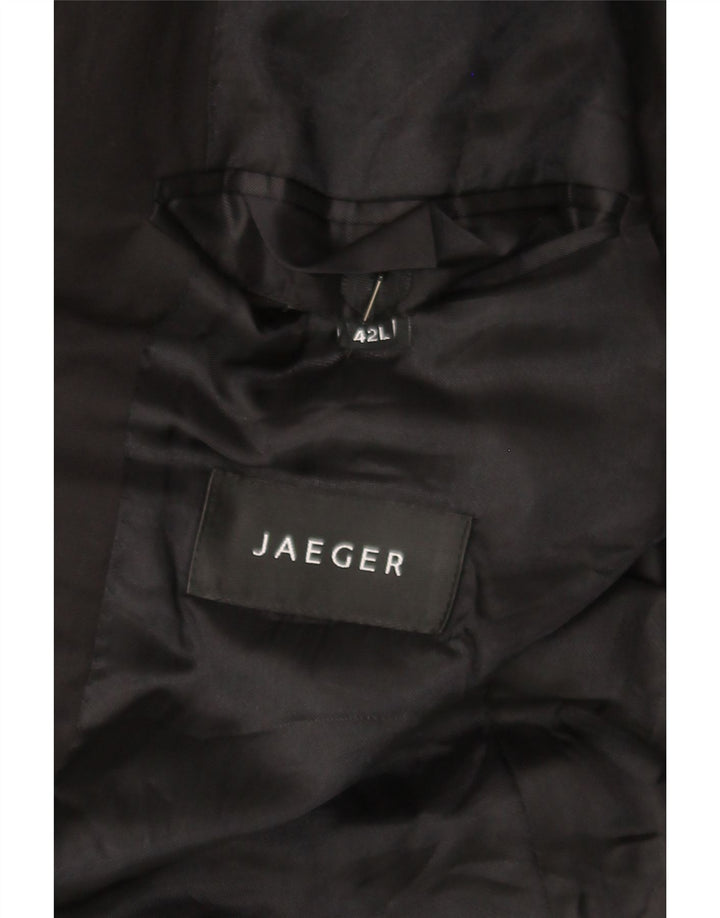 JAEGER Mens 3 Button Blazer Jacket UK 42 XL Black Wool Vintage Jaeger and Second-Hand Jaeger from Messina Hembry 