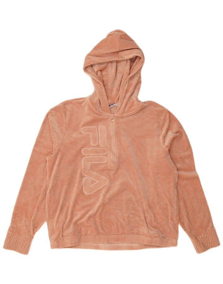 Fila Женский свитер с капюшоном и молнией на молнии с графическим рисунком, Великобритания, 16, большой розовый полиэстер