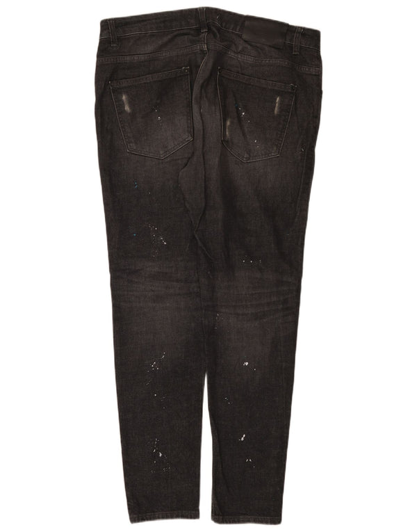 Мужские потертые узкие джинсы Zara EU 44, большие W34 L32, черный хлопок