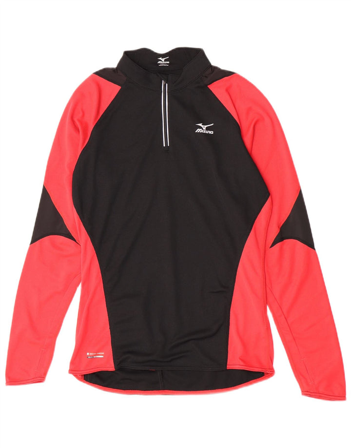 Mizuno Мужской пуловер с воротником на молнии, спортивный костюм, маленький черный цветной блок